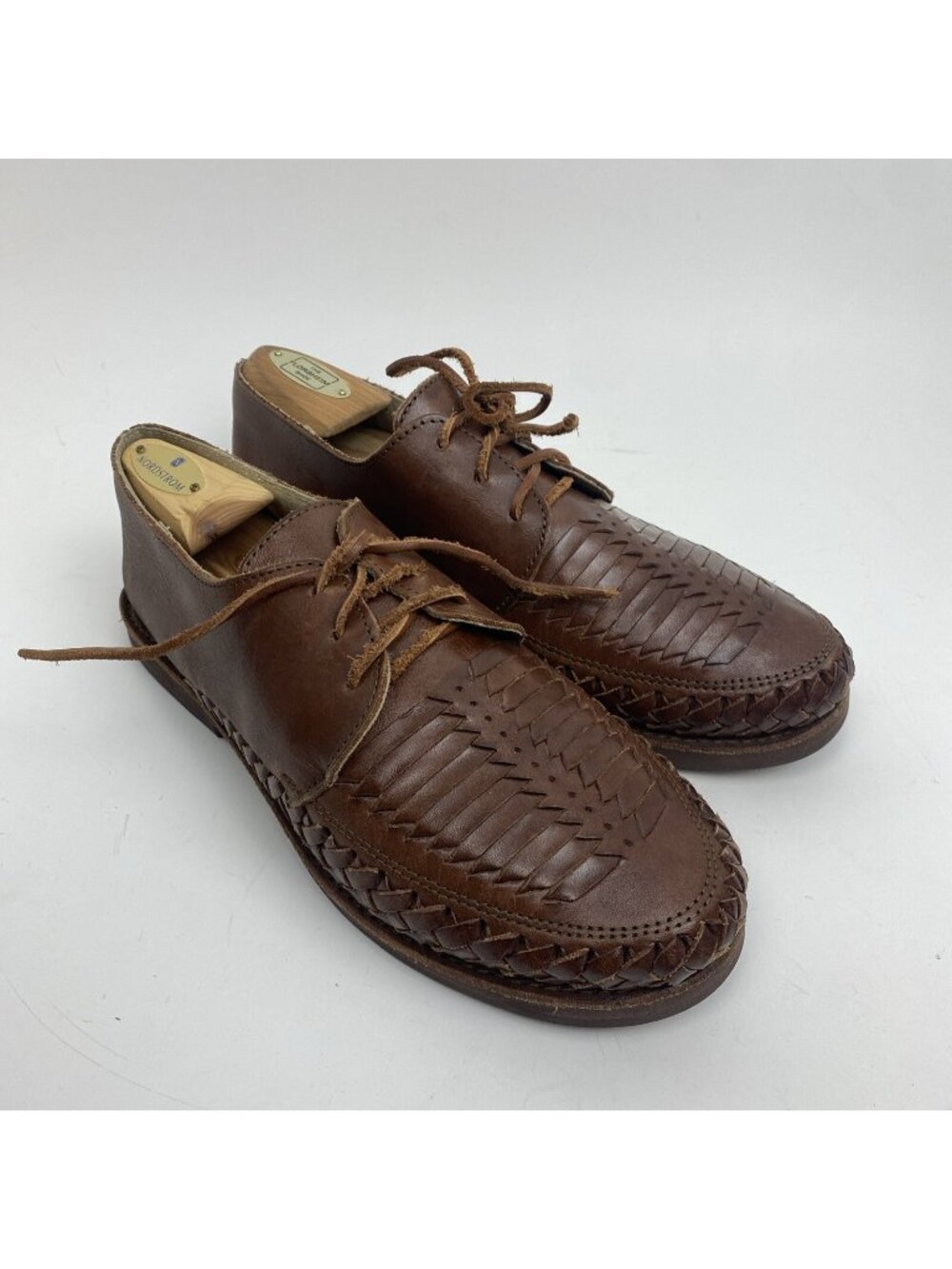 Chamula Brown Woven Leather Huarache Shoes – Size 26.5 (~US Men’s 8.5)